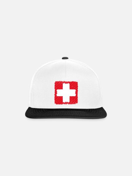 Schweiz Schweizerkreuz Suisse Schweizer Fahne - Snapback Cap - Weiß/Schwarz