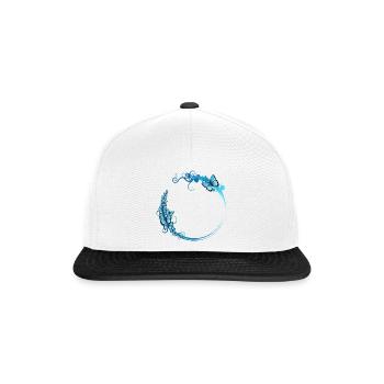 blauer Schmetterlings Rahmen für eigene Texte - Snapback Cap - Weiß/Schwarz - Vorne