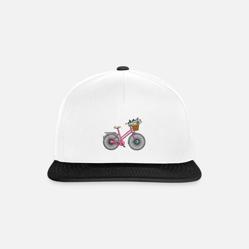 Damenfahrrad Blumen - Snapback Cap - Weiß/Schwarz