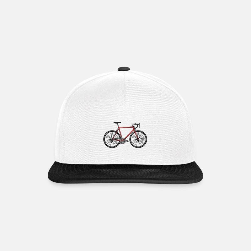 Rennrad mit Sattel - Snapback Cap - Weiß/Schwarz