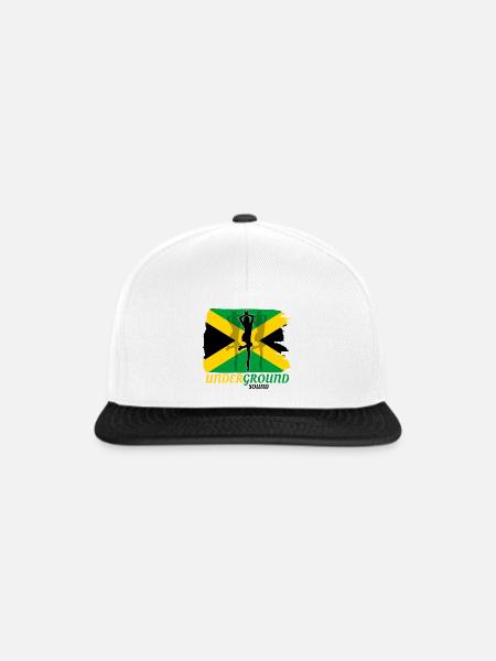 Untergrund Jamaika Flaggen-Sprint - Snapback Cap - Weiß/Schwarz