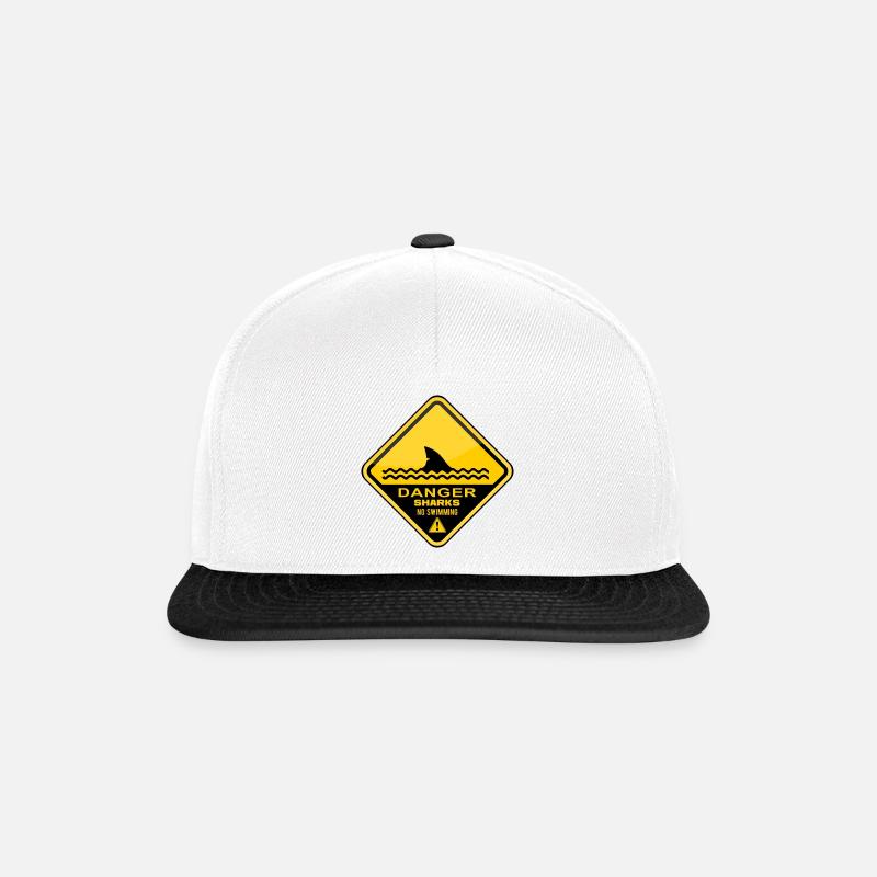 Danger Requins Pas de natation - Casquette snapback - blanc/noir