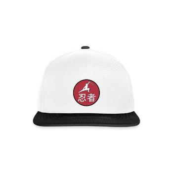 Ninja Japan Kanji Schrift Flagge Sonne Geschenk - Snapback Cap - Weiß/Schwarz - Vorne