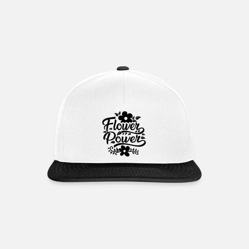 Flower Power - Snapback Cap - Weiß/Schwarz
