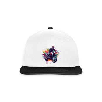 Moto avec tâche de couleur. - Casquette snapback - blanc/noir - Devant