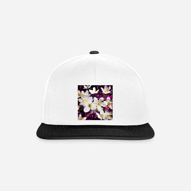 Weiße Anemonen - Snapback Cap - Weiß/Schwarz