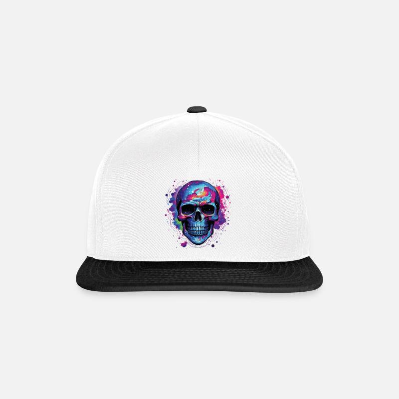 Psyche Schädel Nebula - Snapback Cap - Weiß/Schwarz