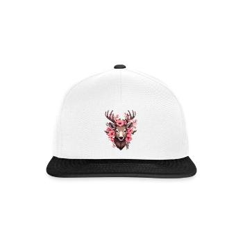 Roe Deer with Flowers Costumes Deer Head Deer Head - Snapback Cap - white/black - Front