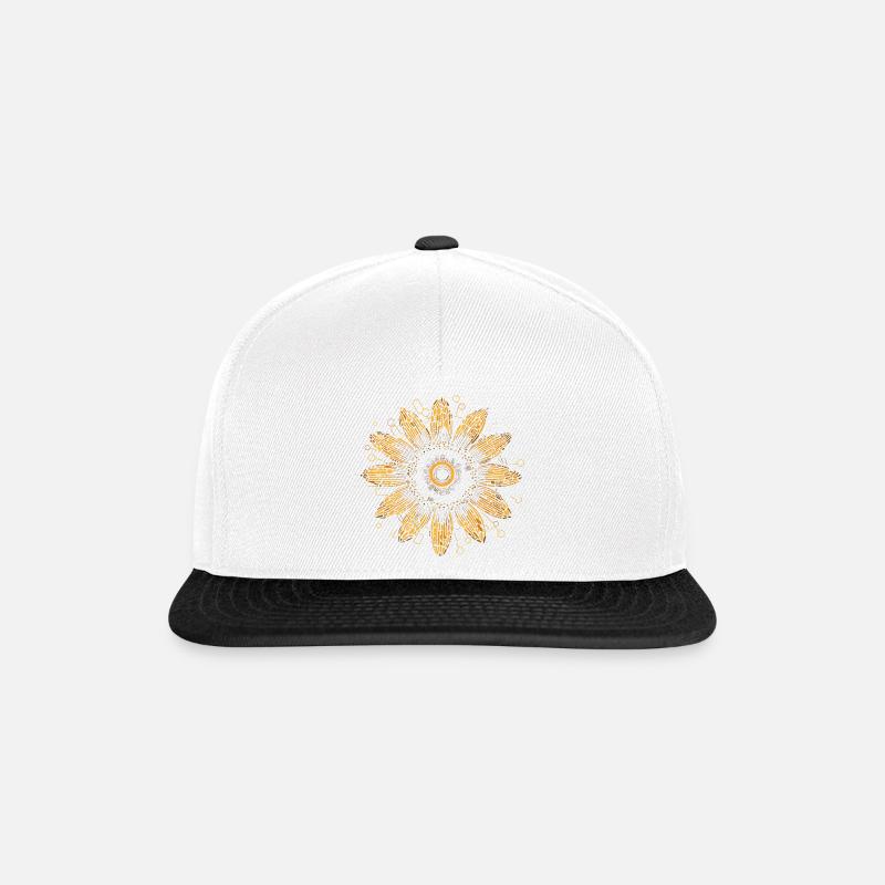Boho Sonnenblumen Mandala Muster - Snapback Cap - Weiß/Schwarz