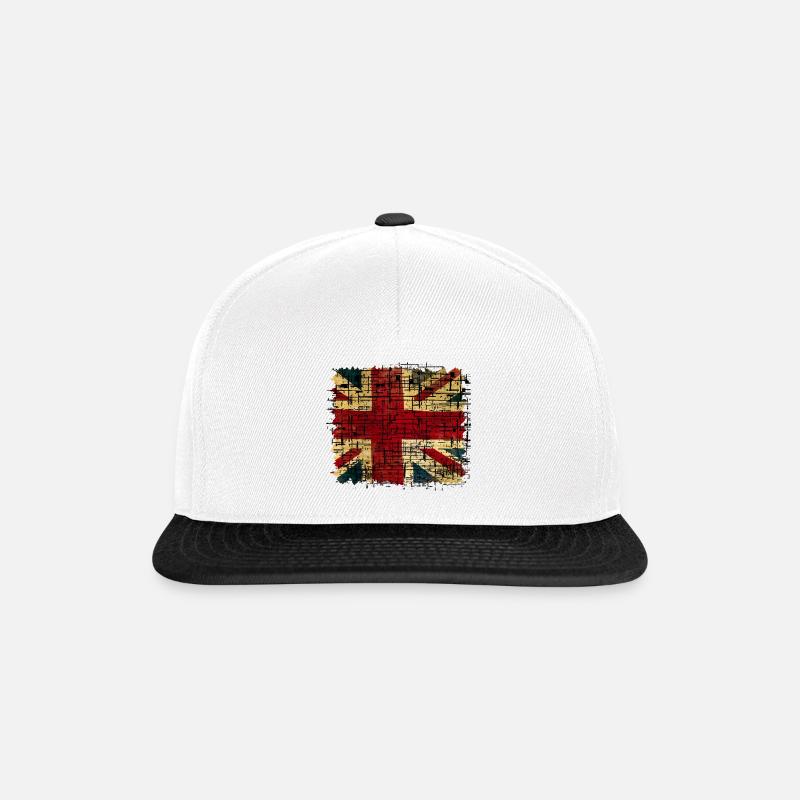 Vintage Britischer Union Jack Digital Kunst - Snapback Cap - Weiß/Schwarz