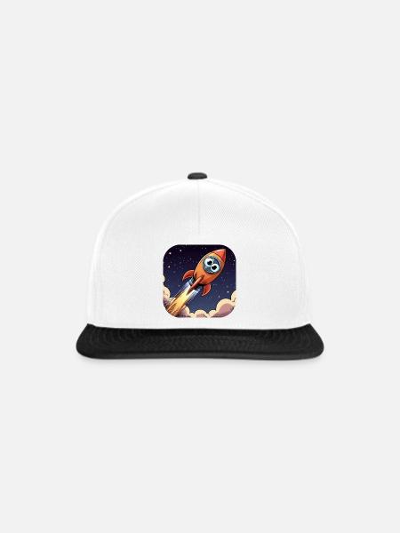 Comic Rakete mit Augen - Snapback Cap - Weiß/Schwarz