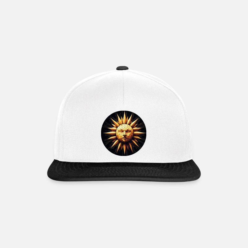 Polygon Sonne Gesicht gold - Snapback Cap - Weiß/Schwarz