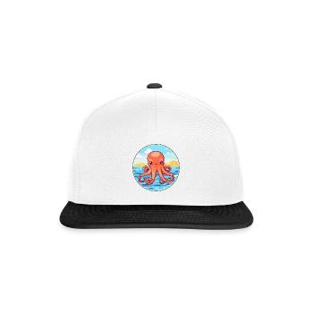 Octopus Watercolor Cartoon Kawaii Clipart Animal - Snapback Cap - white/black - Front