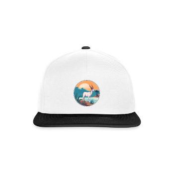 Oryx Aquarell Karikatur Kawaii Clipart Tier - Snapback Cap - Weiß/Schwarz - Vorne