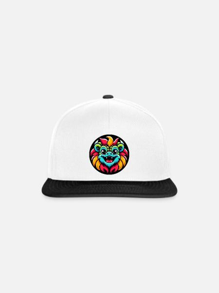 Drache bunt Comic - Snapback Cap - Weiß/Schwarz