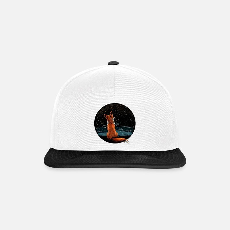 Fuchs mit Sternenhimmel - Snapback Cap - Weiß/Schwarz