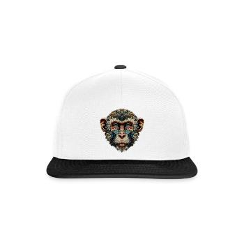 Singe dans le style mosaïque - Casquette snapback - blanc/noir - Devant
