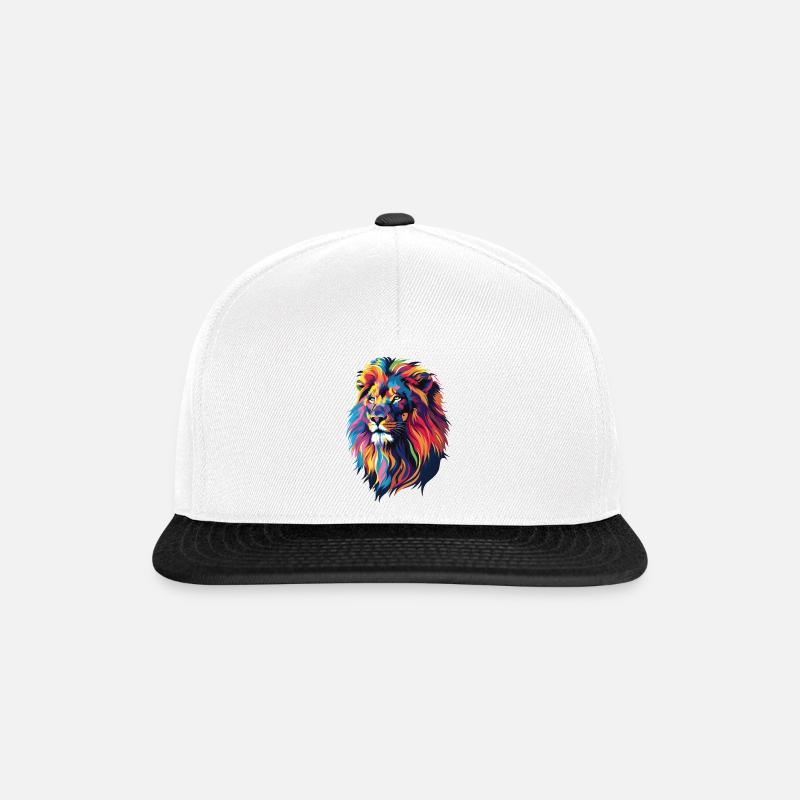 Bunte Löwen-Illustration - Snapback Cap - Weiß/Schwarz