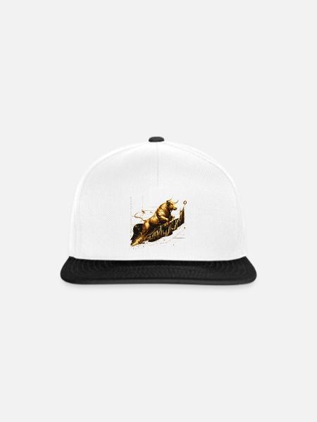 Stier Bulle Aktien Gold golden Wallstreet Geschenk - Snapback Cap - Weiß/Schwarz
