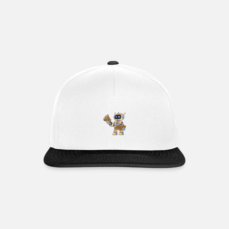 Robot eats pizza - Snapback Cap - white/black