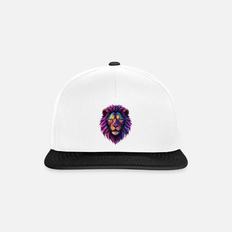 Löwe Löwenkopf geometrisch Geometrie bunt Geschenk - Snapback Cap - Weiß/Schwarz