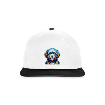 Race de chien maltais Shih Tzu dessin animé coloré Kawaii - Casquette snapback - blanc/noir - Devant