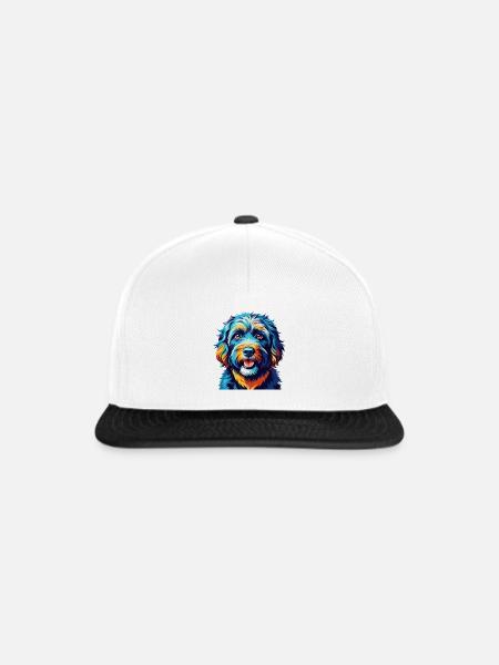 Portugiesische Wasserhunderasse Bunte Karikatur Kawaii - Snapback Cap - Weiß/Schwarz