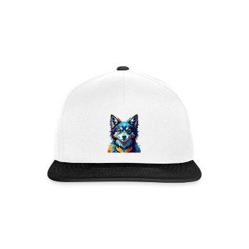 Italienisch Volpino Hunderasse Bunt Karikatur Kawaii - Snapback Cap - Weiß/Schwarz - Vorne