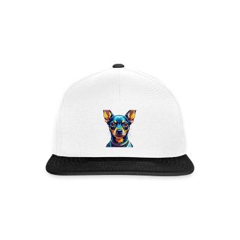 Miniatur Pinscher Hunderasse Cartoon Kawaii - Snapback Cap - Weiß/Schwarz - Vorne