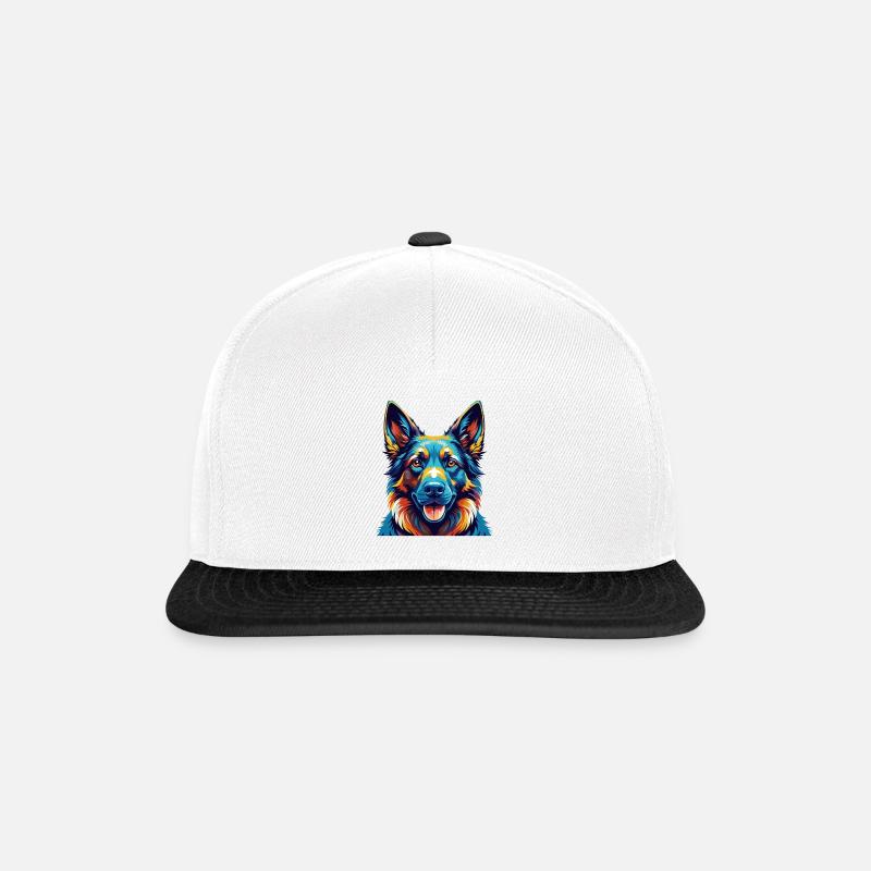 Holländischer Schäferhund Hunderasse Bunte Karikatur Kawaii - Snapback Cap - Weiß/Schwarz