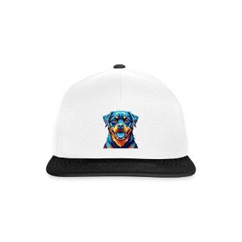 Rottweiler Hunderasse Bunt Karikatur Kawaii - Snapback Cap - Weiß/Schwarz - Vorne