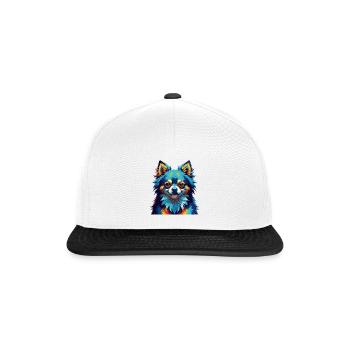Pommersche Hunderasse Bunte Karikatur Kawaii - Snapback Cap - Weiß/Schwarz - Vorne