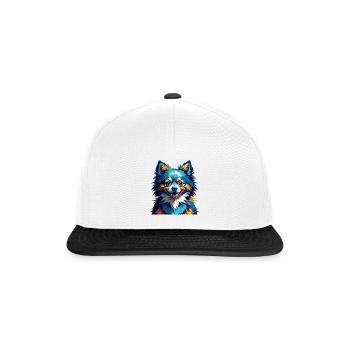 Zwergspitz Hunderasse Bunte Karikatur Kawaii - Snapback Cap - Weiß/Schwarz - Vorne