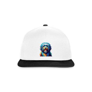 Puli Dog Breed Colorful Watercolor Cartoon Kawaii - Snapback Cap - white/black - Front