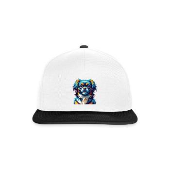 Épagneul tibétain chien race Dessin animé coloré Kawaii - Casquette snapback - blanc/noir - Devant