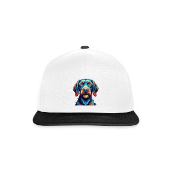 Fil de fer Vizsla race de chien dessin animé Kawaii - Casquette snapback - blanc/noir - Devant