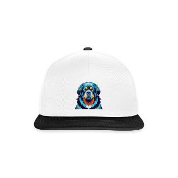 Tibetische Dogge Hunderasse Bunte Karikatur Kawaii - Snapback Cap - Weiß/Schwarz - Vorne