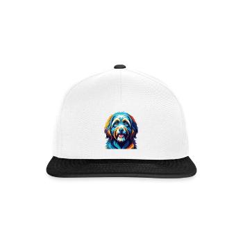 Tibetan Terrier Dog Breed Colorful Cartoon Kawaii - Snapback Cap - white/black - Front