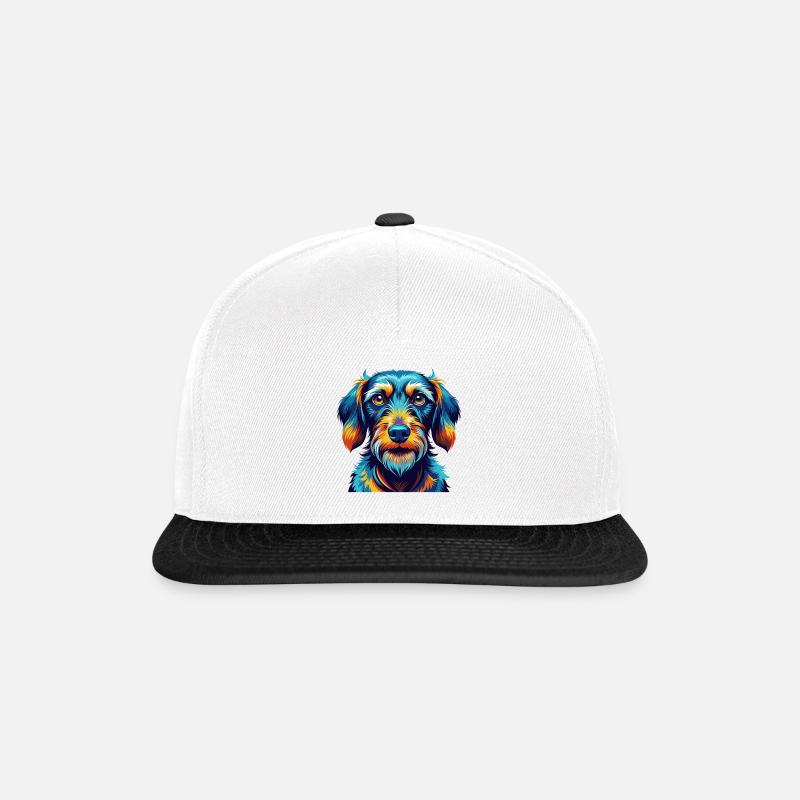 Drahthaariger Dackel Hunderasse Karikatur Kawaii - Snapback Cap - Weiß/Schwarz
