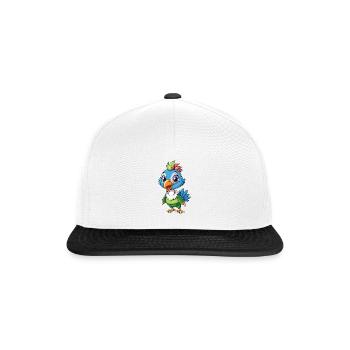 Perlhuhn Niedliche Cartoon Figur Kawaii Clipart - Snapback Cap - Weiß/Schwarz - Vorne