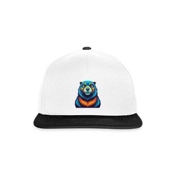 Biber Bunte Kawaii Cartoon Figur Clipart - Snapback Cap - Weiß/Schwarz - Vorne