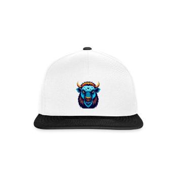 Bison Colorful Kawaii Cartoon Character Clipart - Snapback Cap - white/black - Front