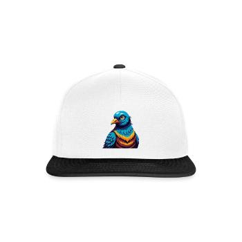 Taube Bunte Kawaii Cartoon Figur Clipart - Snapback Cap - Weiß/Schwarz - Vorne