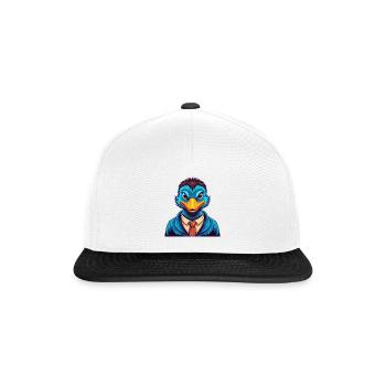 Ente Bunte Kawaii Cartoon Figur Clipart - Snapback Cap - Weiß/Schwarz - Vorne
