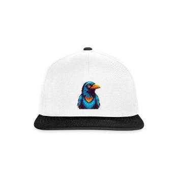 Krähe Bunte Kawaii Cartoon Figur Clipart - Snapback Cap - Weiß/Schwarz - Vorne