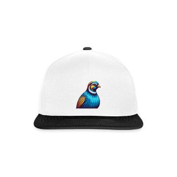perdrix coloré kawaii personnage de dessin animé animal de compagnie - Casquette snapback - blanc/noir - Devant