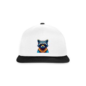 Raccoon Colorful Kawaii Cartoon Character Clipart - Snapback Cap - white/black - Front
