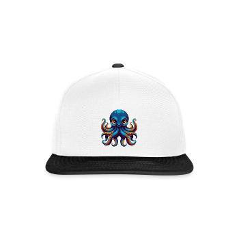 Oktopus Bunte Kawaii Cartoon Figur Clipart - Snapback Cap - Weiß/Schwarz - Vorne