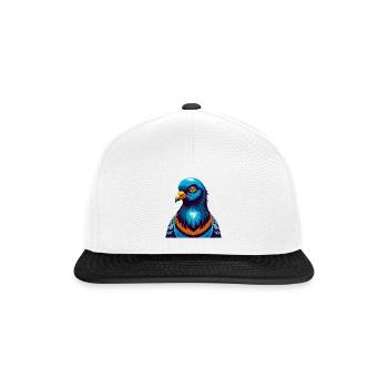 Taube Bunte Kawaii Cartoon Figur Clipart - Snapback Cap - Weiß/Schwarz - Vorne