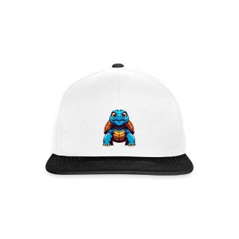 Schildkröte Bunte Kawaii Cartoon Figur Clipart - Snapback Cap - Weiß/Schwarz - Vorne